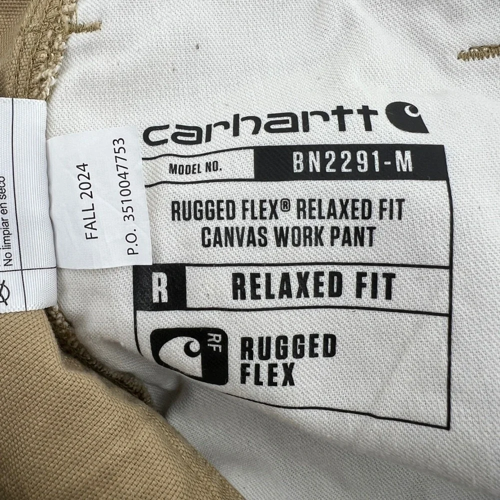 Carhartt BN2291 M Mens Khaki Rugged Flex Relaxed Fit Canvas Work Pants 30x30 New - Picture 5 of 10